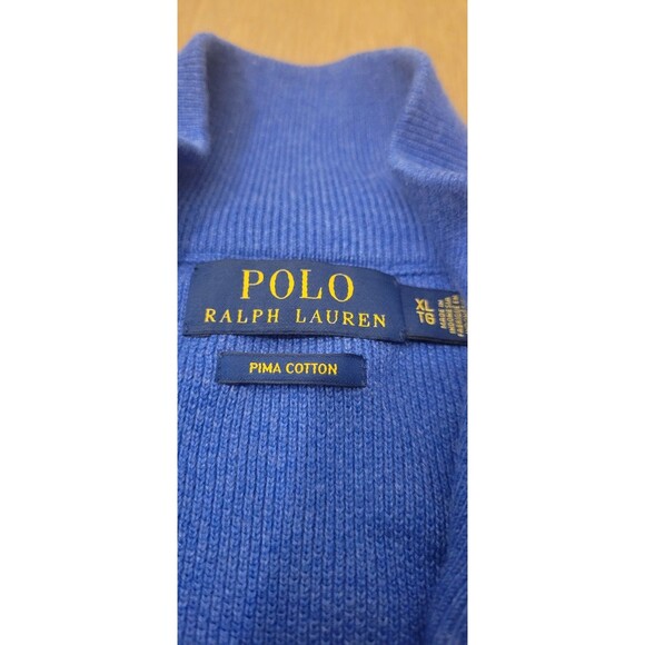 Polo Ralph Lauren 1/4 Zip Pima Cotton Pullover Sweater Men's Size XL Blue - Picture 4 of 14